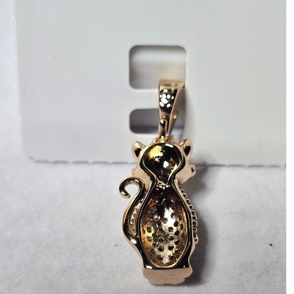 Jeweled Rhinestone Cat Meow Pendant - Picture 2 of 3